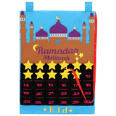 Eid Ramadan Mubarak Felt Hanging Countdown Muslim 2022 Kids Gift Blue Calendar